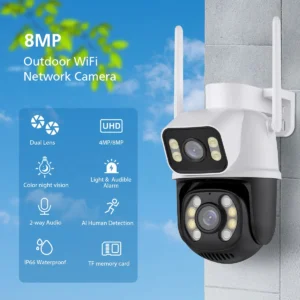 Cámara de Seguridad Doble Lente Full HD IP66 para Exteriores