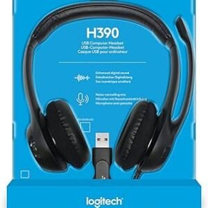 Auriculares Estereo (On-Ear) con microfono Logitech H390, Interfaz USB-A, Color negro