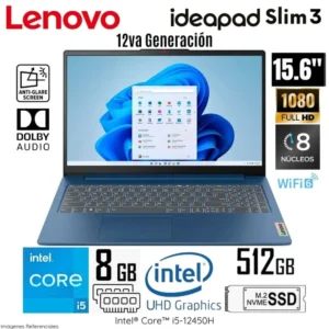 Notebook Lenovo IdeaPad Slim 3 15.6" FHD TN Core i5-12450H 2.0/4.4GHz, 8GB LPDDR5-4800