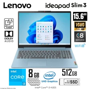 Notebook Lenovo IdeaPad Slim 3 15IAN8 15.6" FHD TN Core i3-N305 1.8/3.8GHz 8GB LPDDR5-4800